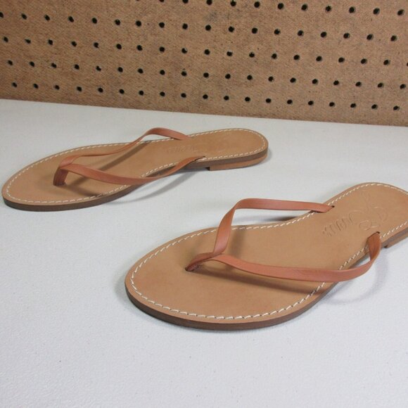 JCREW womens tan leather flat thong Capri sandals 6.5 M Italy ay149 - Picture 3 of 6